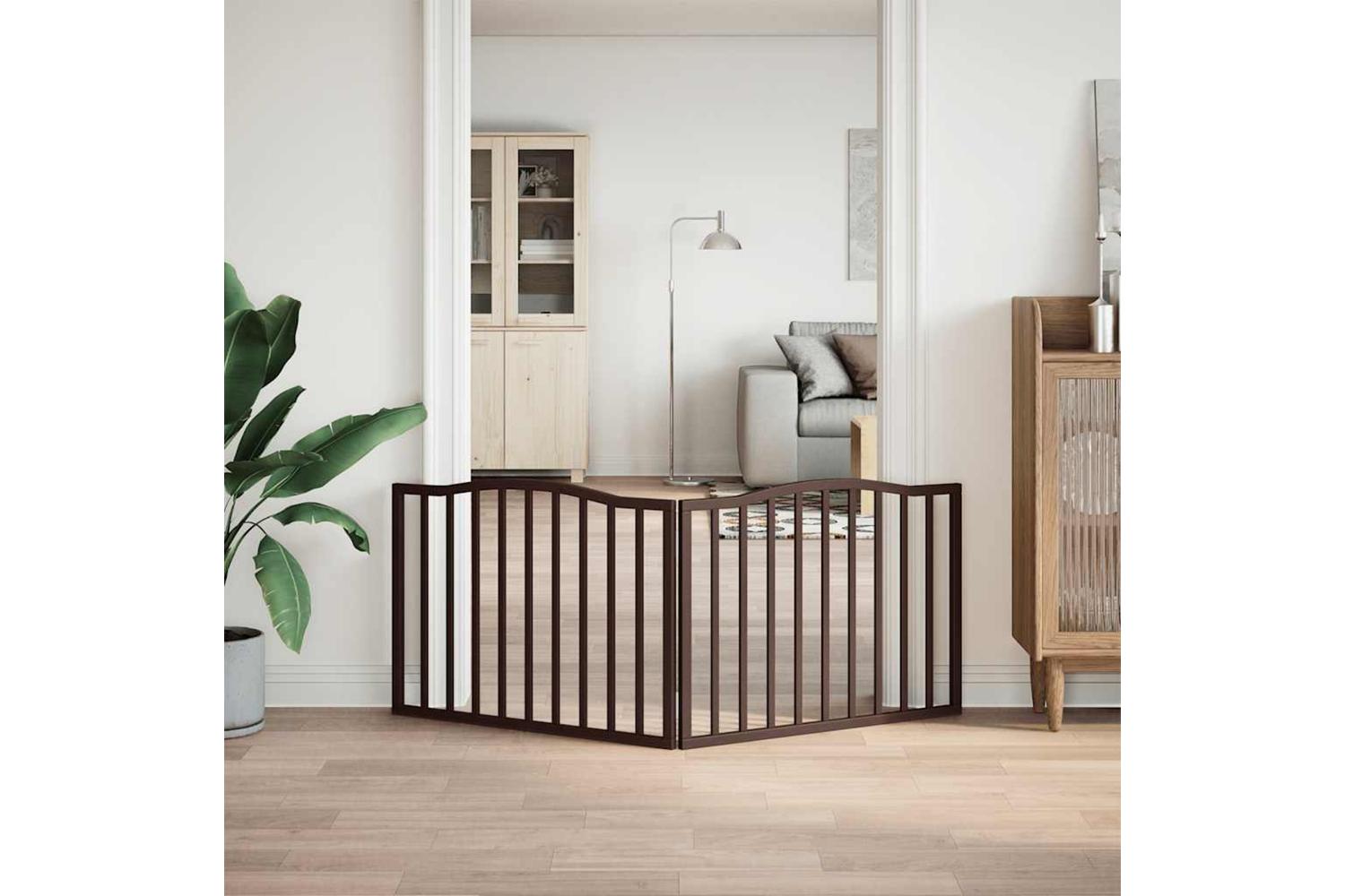 Vidaxl Dog Gate Foldable 2 Panels Brown Oak 160 Cm Poplar Wood-3