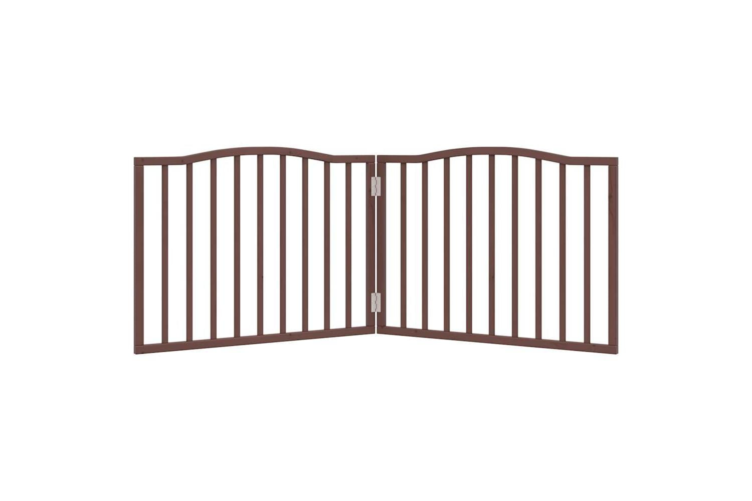 Vidaxl Dog Gate Foldable 2 Panels Brown Oak 160 Cm Poplar Wood-4