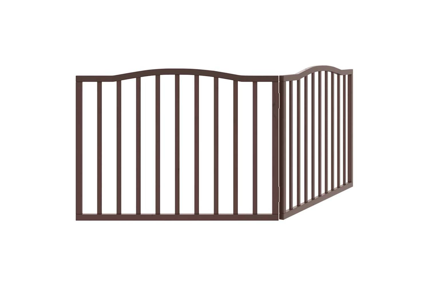 Vidaxl Dog Gate Foldable 2 Panels Brown Oak 160 Cm Poplar Wood-6