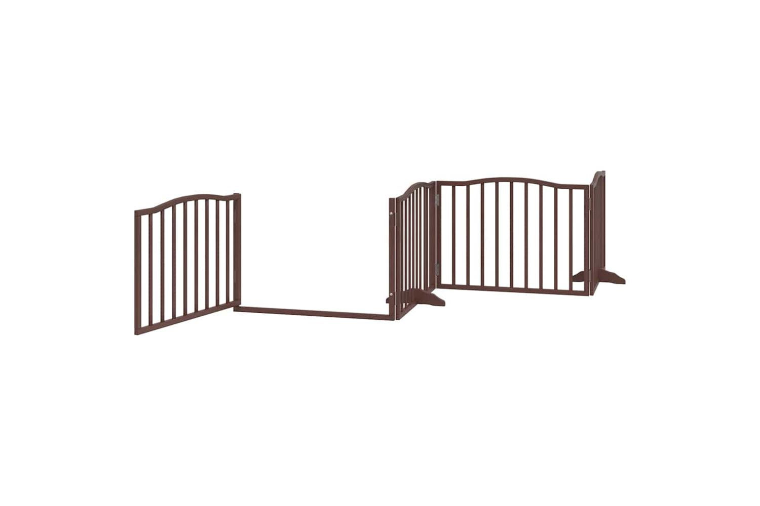 Vidaxl Dog Gate With Door Foldable 10 Panels Brown 800 Cm Poplar Wood-5