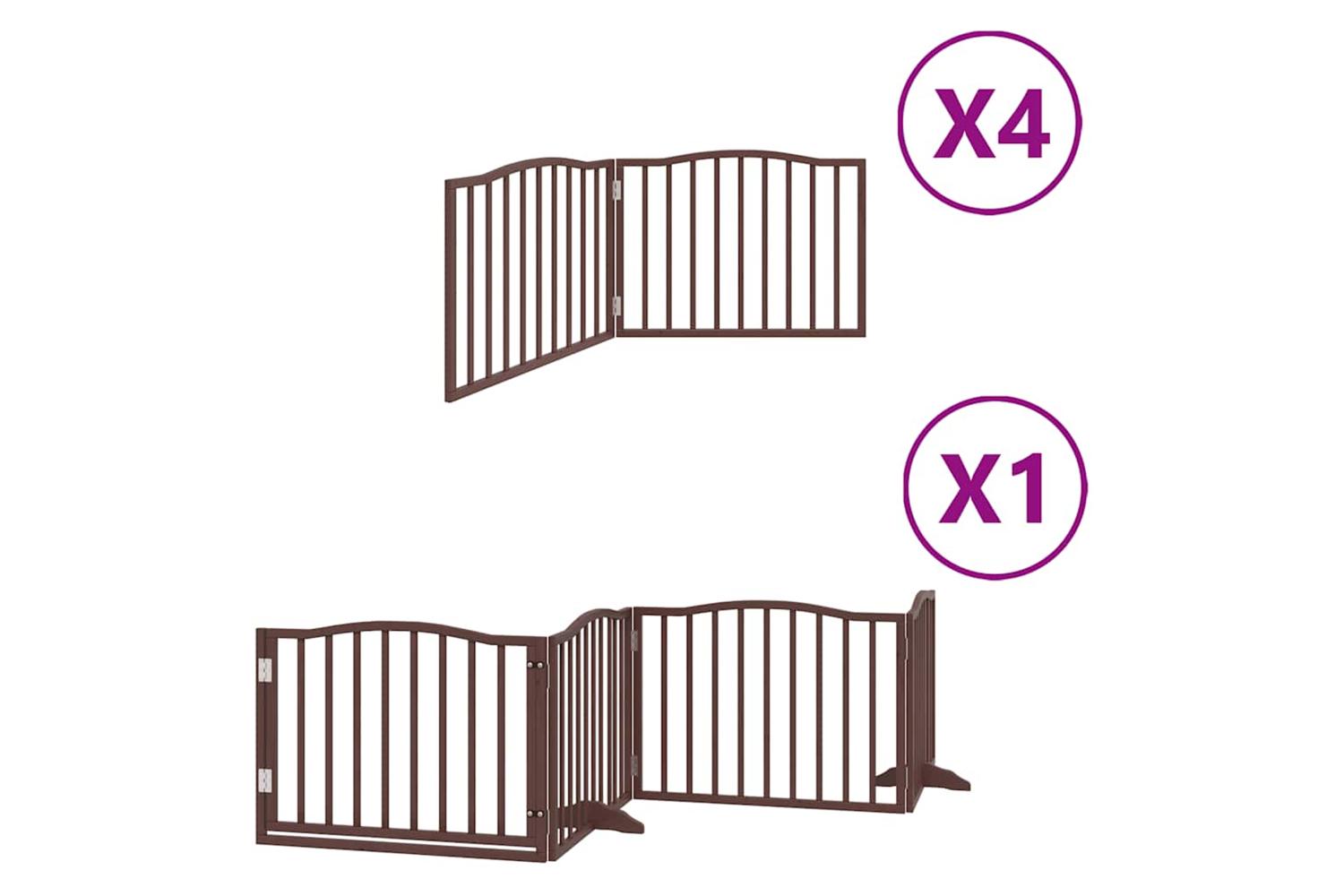 Vidaxl Dog Gate With Door Foldable 12 Panels Brown 960 Cm Poplar Wood