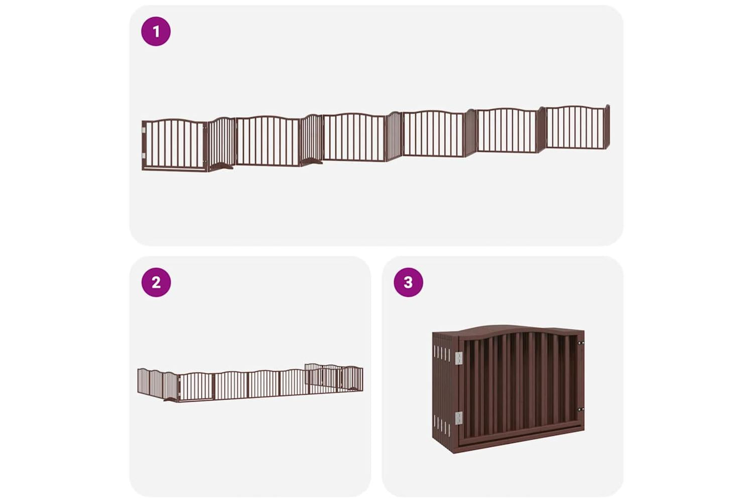 Vidaxl Dog Gate With Door Foldable 12 Panels Brown 960 Cm Poplar Wood-6