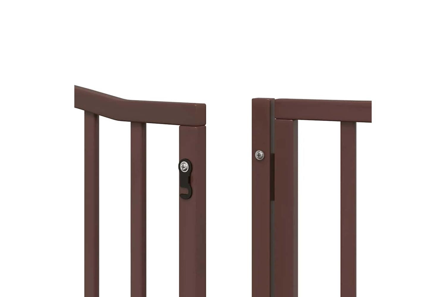 Vidaxl Dog Gate With Door Foldable 12 Panels Brown 960 Cm Poplar Wood-10