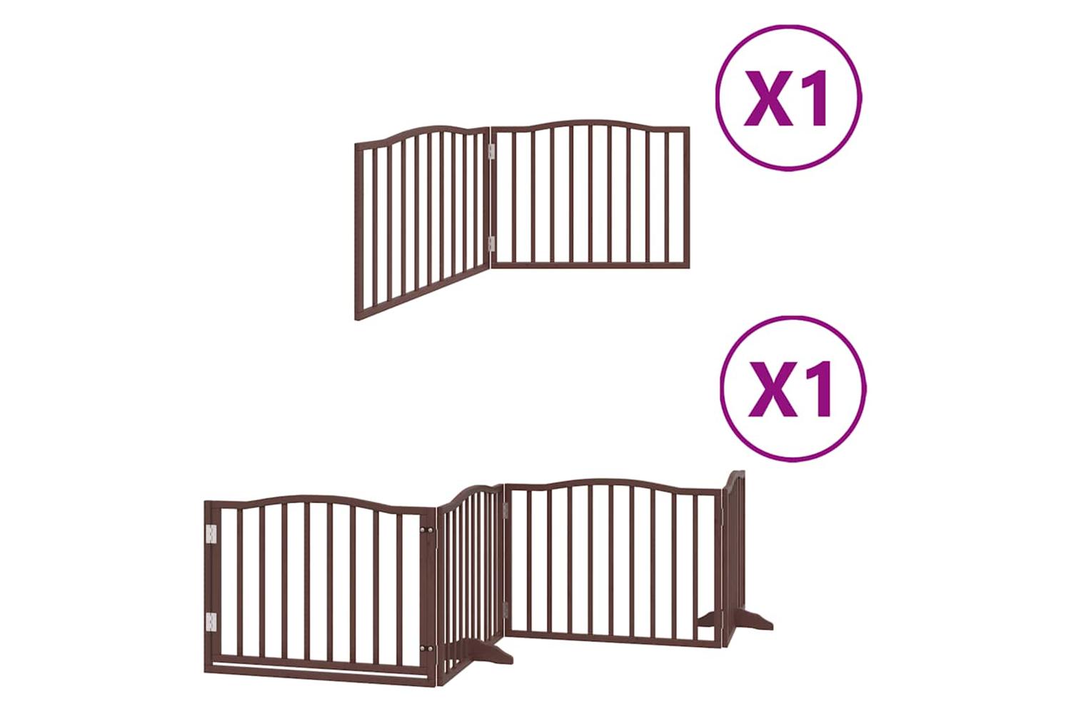Vidaxl Dog Gate With Door Foldable 6 Panels Brown 480 Cm Poplar Wood