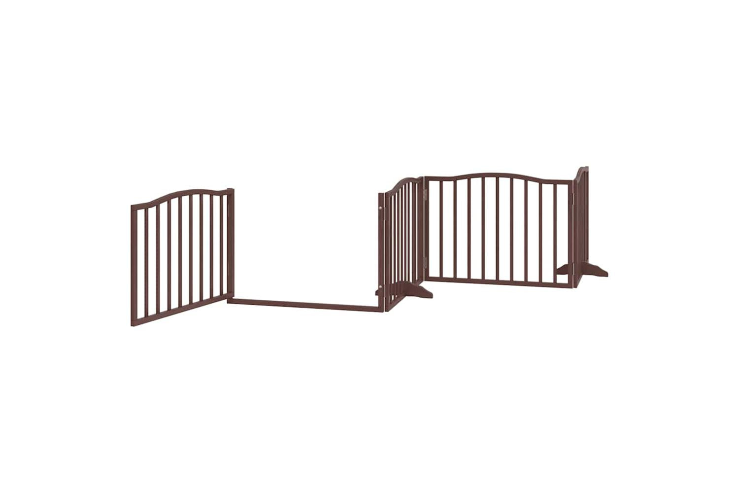 Vidaxl Dog Gate With Door Foldable 6 Panels Brown 480 Cm Poplar Wood-5