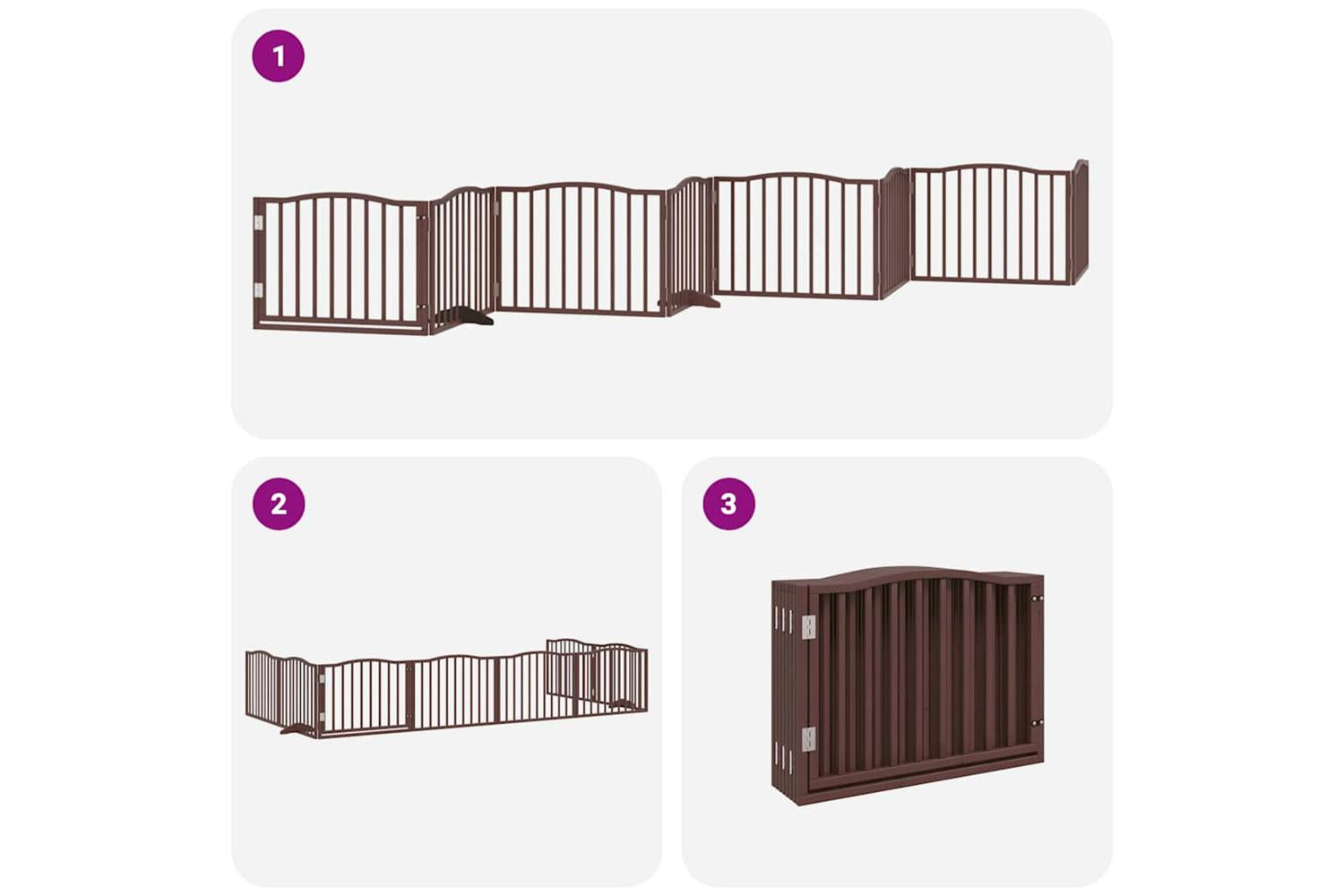 Vidaxl Dog Gate With Door Foldable 8 Panels Brown 640 Cm Poplar Wood-6