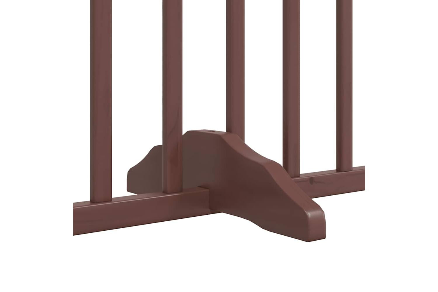 Vidaxl Dog Gate With Door Foldable 8 Panels Brown 640 Cm Poplar Wood-7