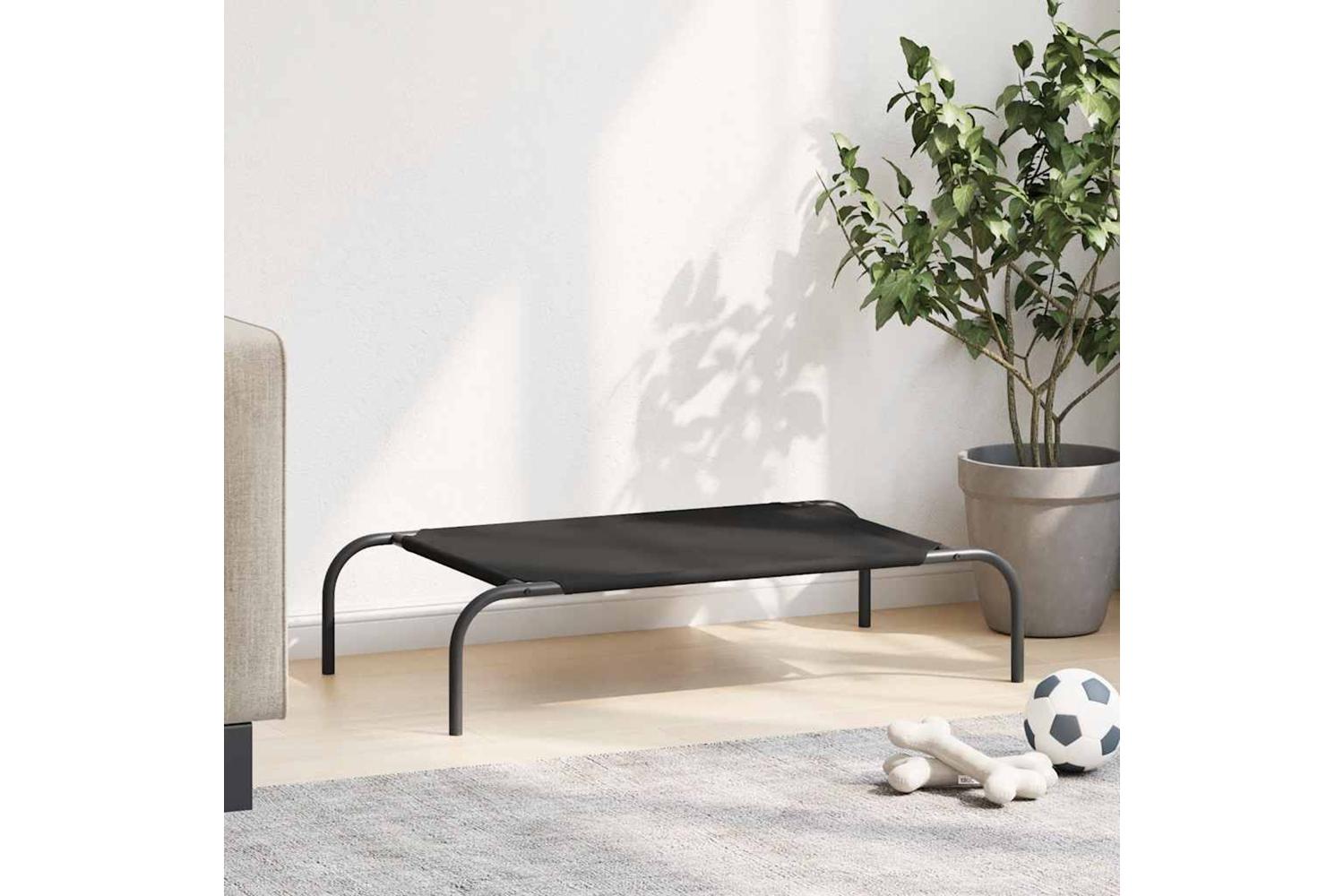 Vidaxl Elevated Dog Bed Black 90x50x20 Cm Oxford Fabric And Steel-3