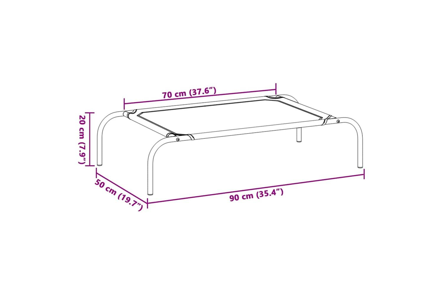 Vidaxl Elevated Dog Bed Black 90x50x20 Cm Oxford Fabric And Steel-8