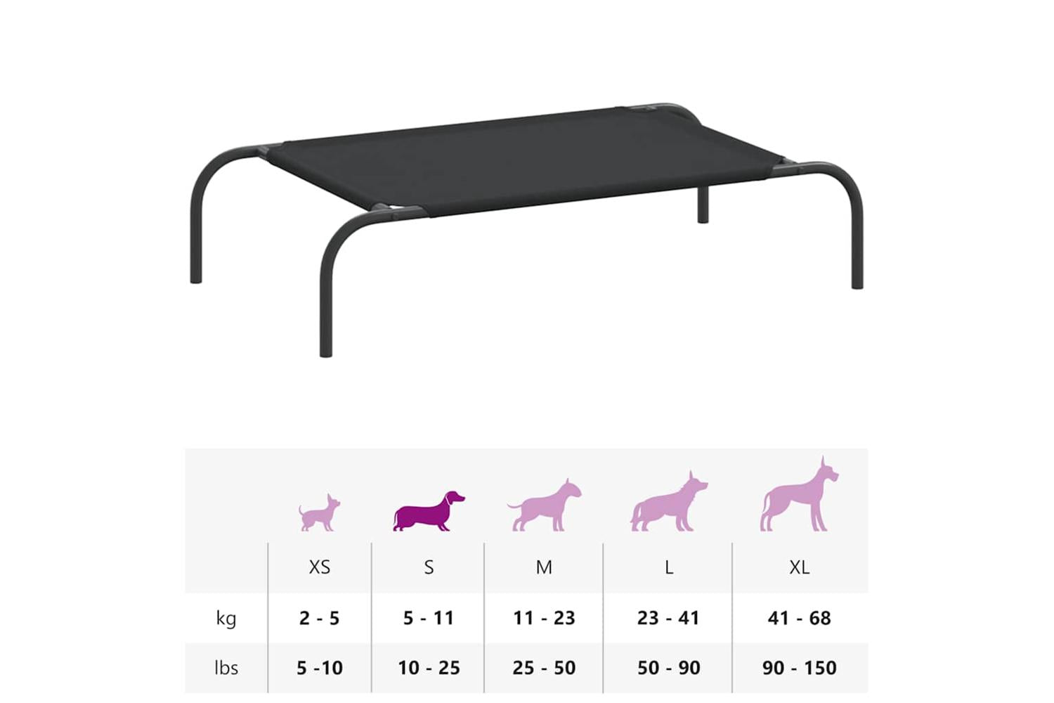 Vidaxl Elevated Dog Bed Black 90x50x20 Cm Oxford Fabric And Steel-9