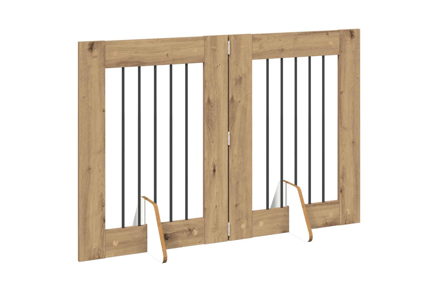 Vidaxl Foldable Dog Gate With Stands 2 Pcs Artisan Oak 1205 Cm-3