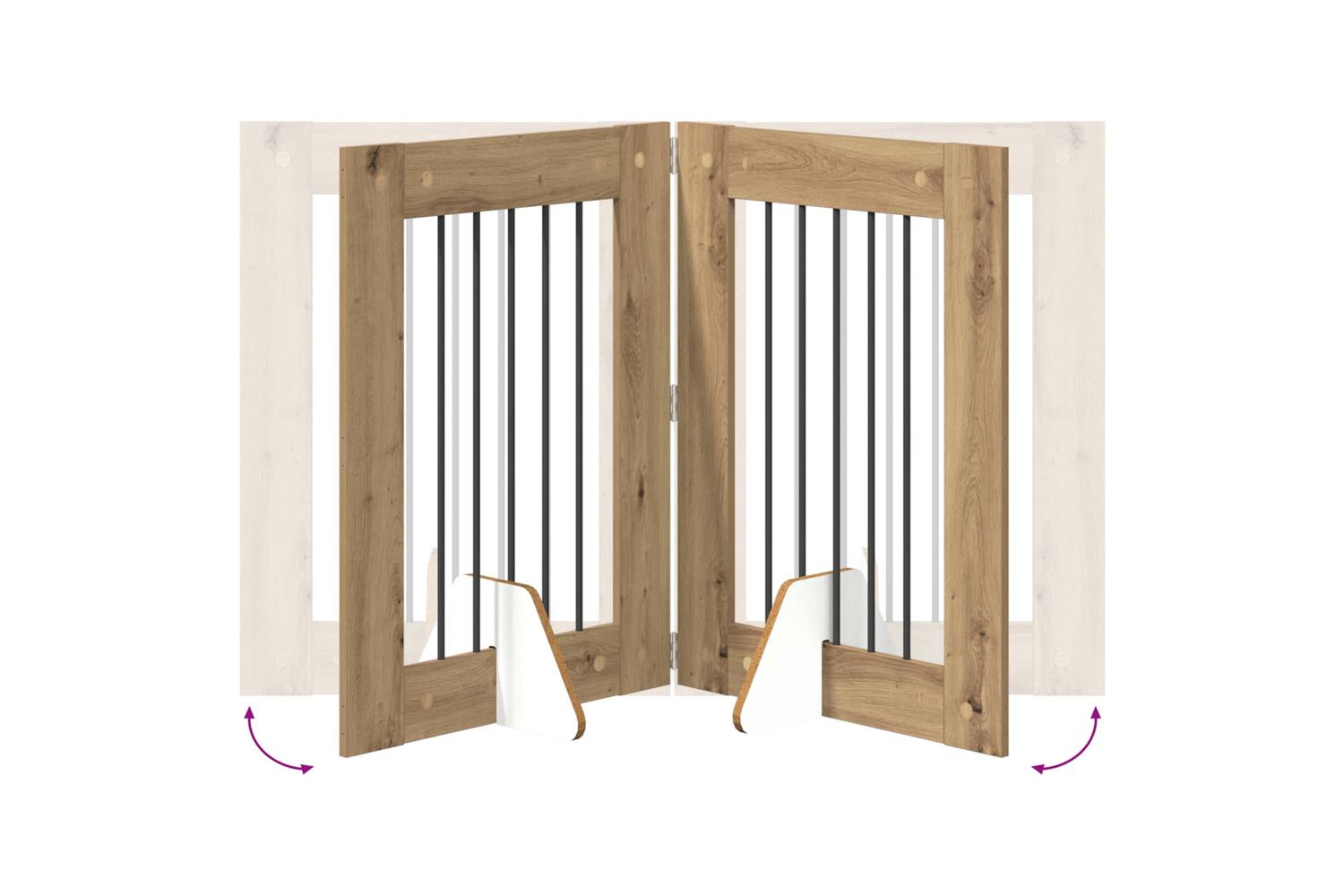 Vidaxl Foldable Dog Gate With Stands 2 Pcs Artisan Oak 1205 Cm-7