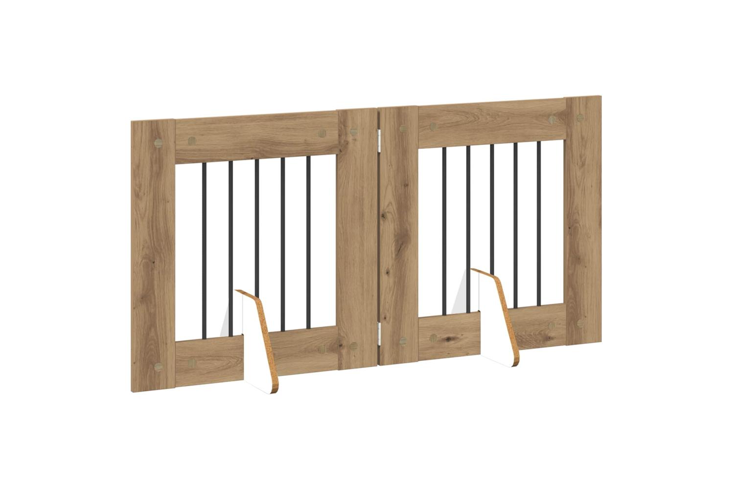 Vidaxl Foldable Dog Gate With Stands 2 Pcs Artisan Oak 1205 Cm-3