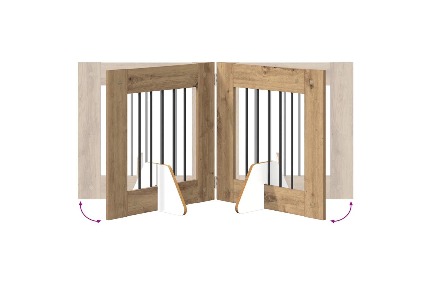 Vidaxl Foldable Dog Gate With Stands 2 Pcs Artisan Oak 1205 Cm-7