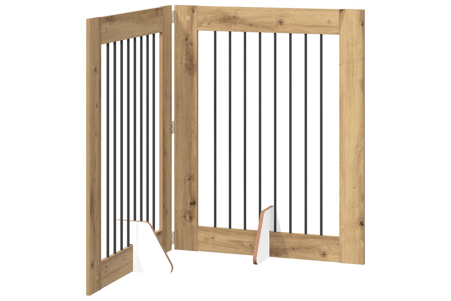 Vidaxl Foldable Dog Gate With Stands 2 Pcs Artisan Oak 1605 Cm