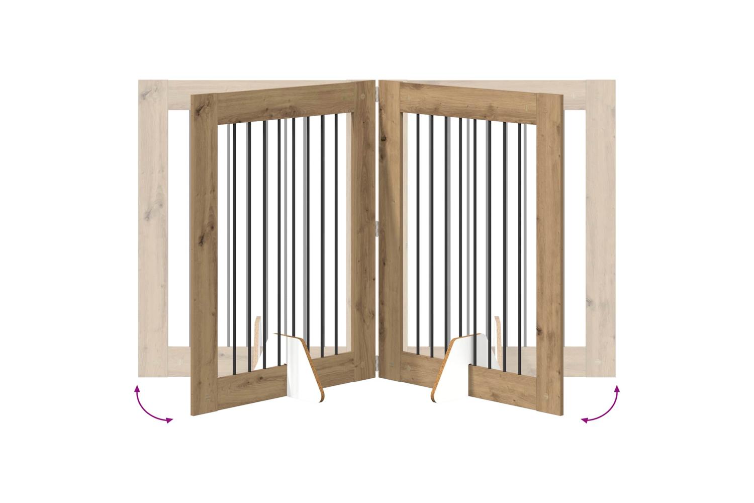 Vidaxl Foldable Dog Gate With Stands 2 Pcs Artisan Oak 1605 Cm-7
