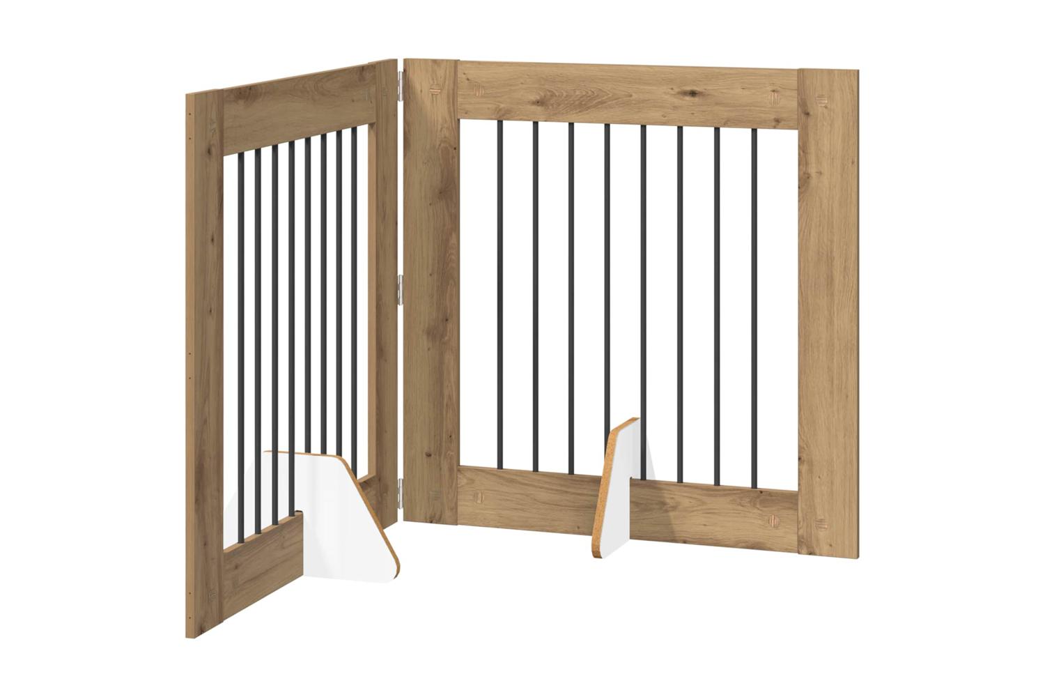 Vidaxl Foldable Dog Gate With Stands 2 Pcs Artisan Oak 1605 Cm
