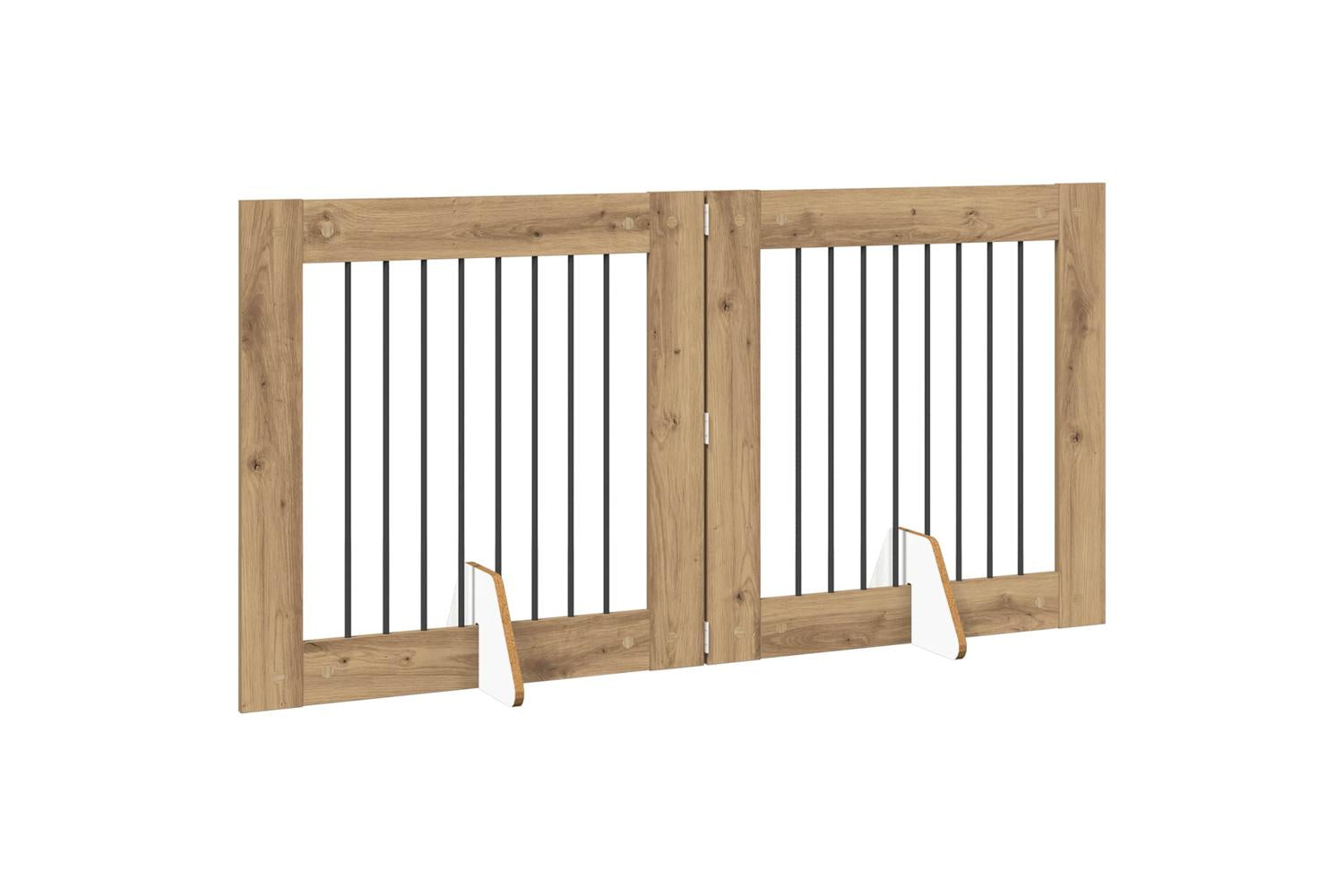 Vidaxl Foldable Dog Gate With Stands 2 Pcs Artisan Oak 1605 Cm-3