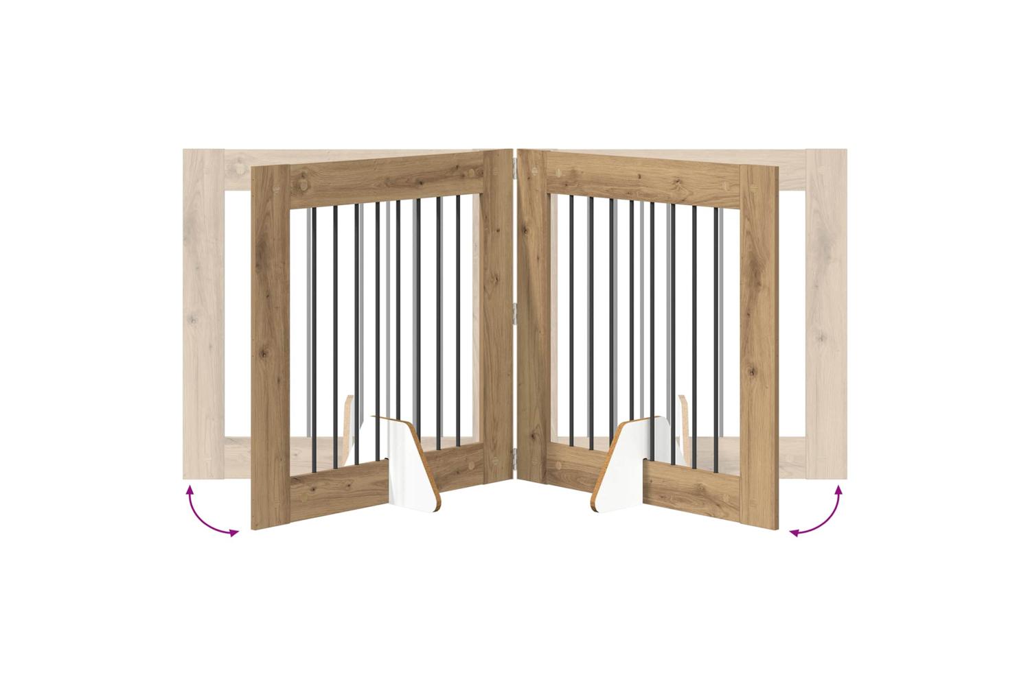 Vidaxl Foldable Dog Gate With Stands 2 Pcs Artisan Oak 1605 Cm-7