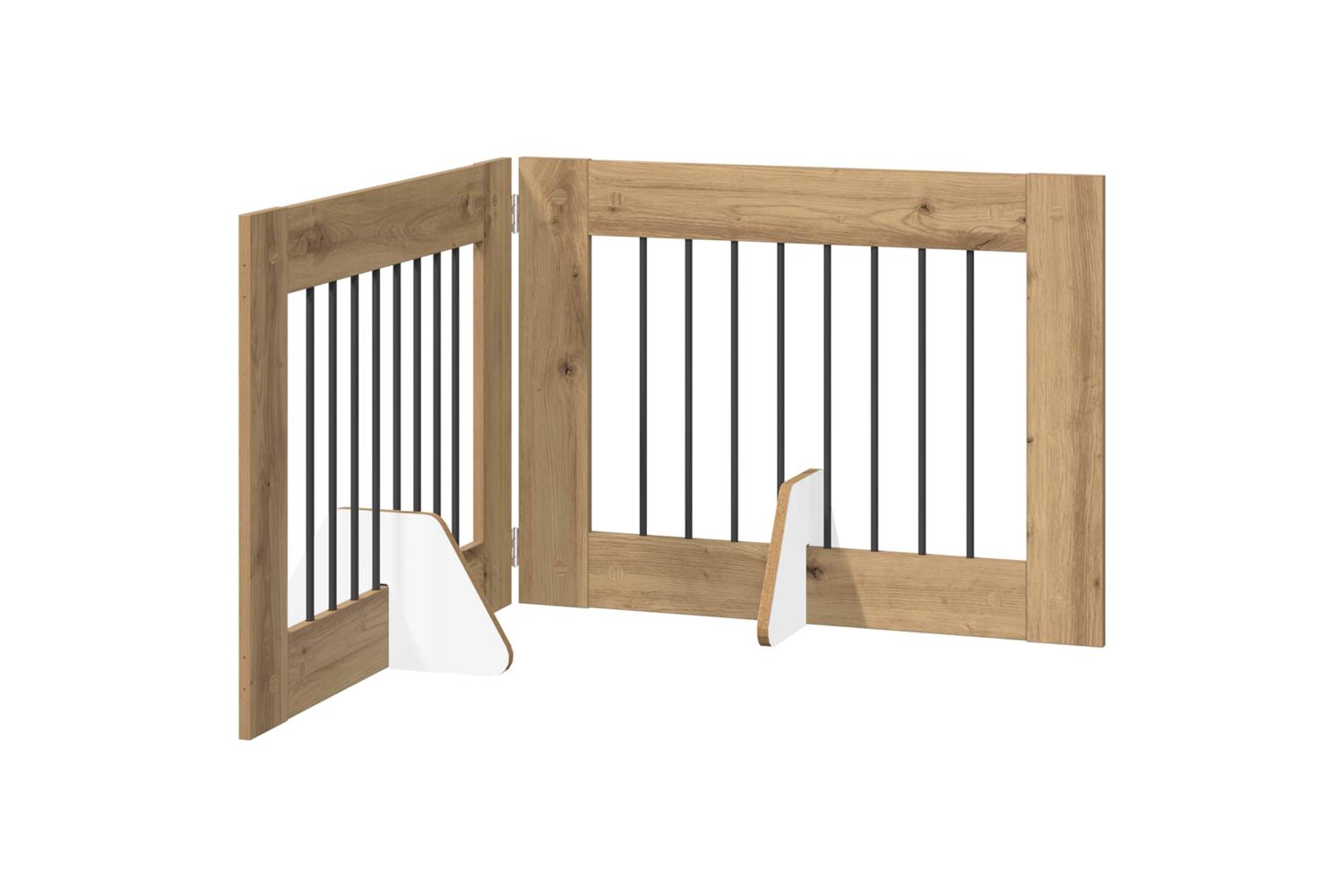Vidaxl Foldable Dog Gate With Stands 2 Pcs Artisan Oak 1605 Cm