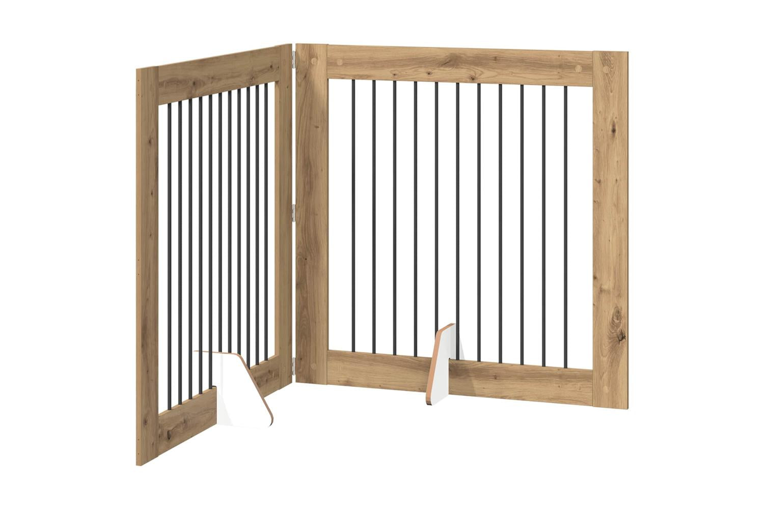 Vidaxl Foldable Dog Gate With Stands 2 Pcs Artisan Oak 2005 Cm-2