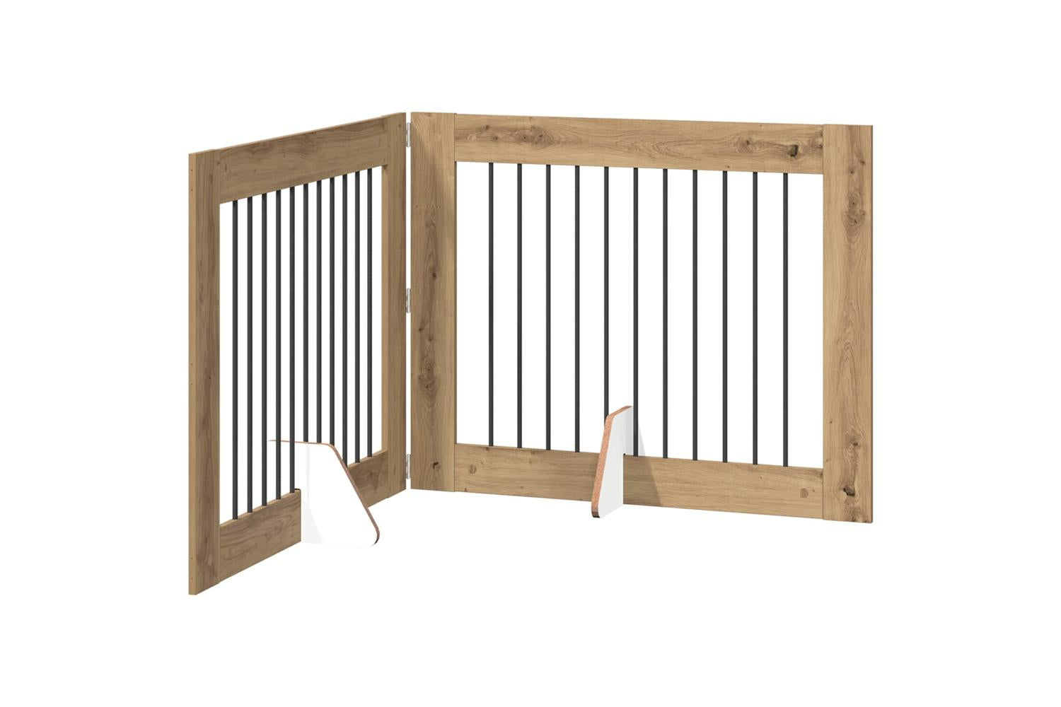 Vidaxl Foldable Dog Gate With Stands 2 Pcs Artisan Oak 2005 Cm
