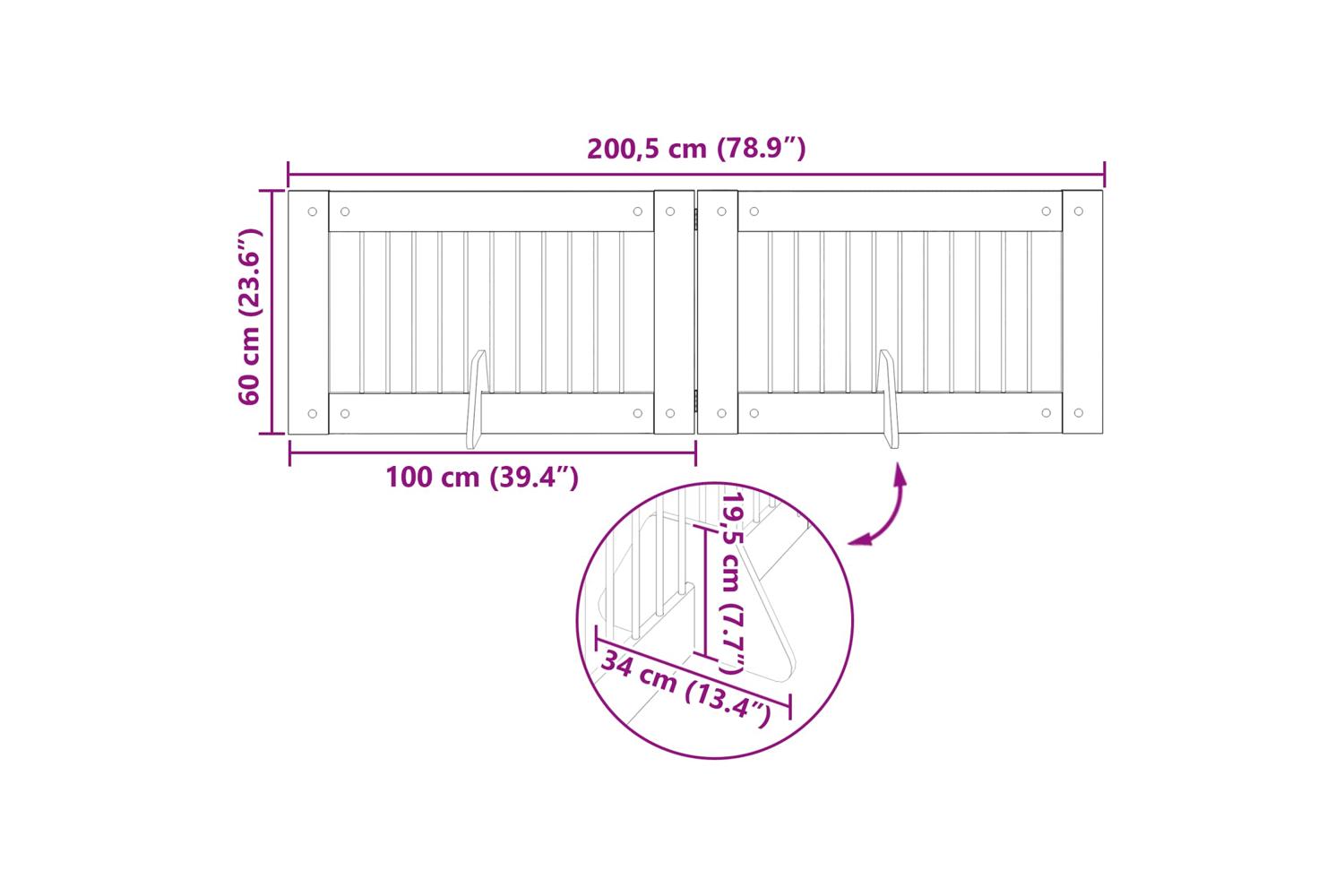 Vidaxl Foldable Dog Gate With Stands 2 Pcs Artisan Oak 2005 Cm-9