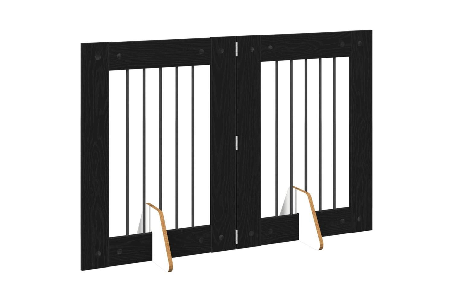 Vidaxl Foldable Dog Gate With Stands 2 Pcs Black Oak 1205 Cm-3