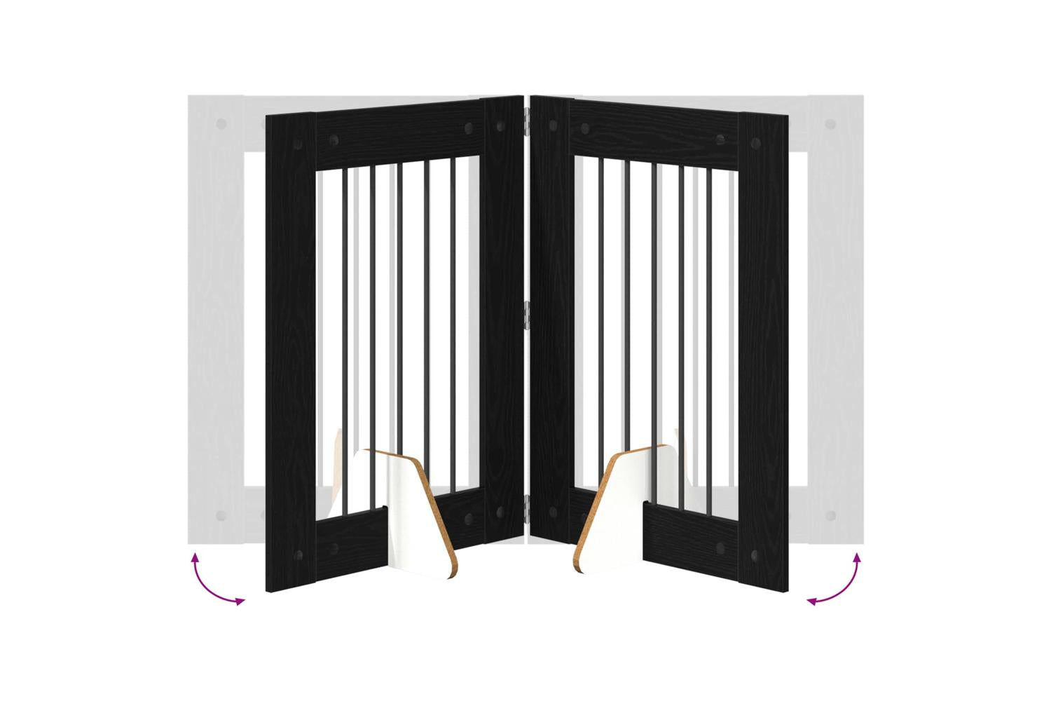 Vidaxl Foldable Dog Gate With Stands 2 Pcs Black Oak 1205 Cm-7