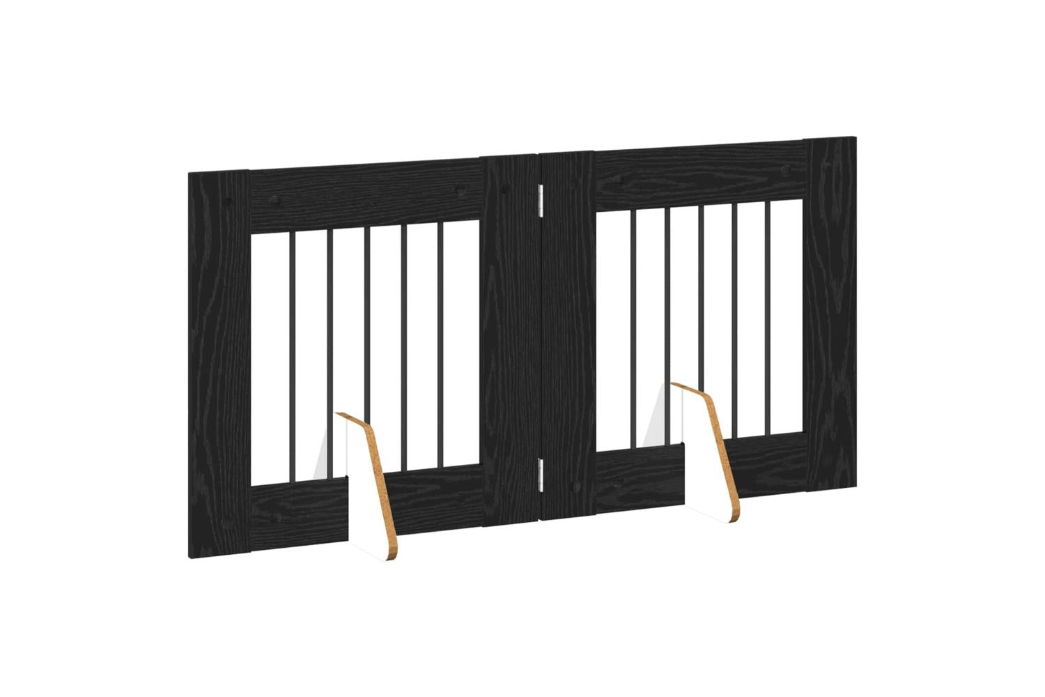 Vidaxl Foldable Dog Gate With Stands 2 Pcs Black Oak 1205 Cm-3