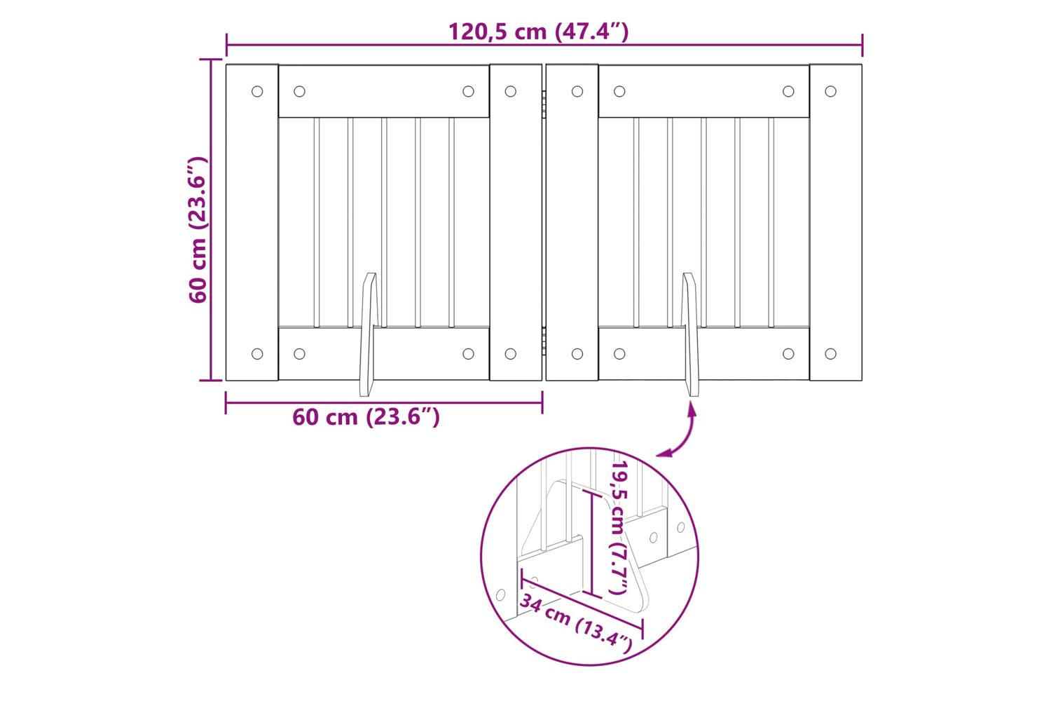 Vidaxl Foldable Dog Gate With Stands 2 Pcs Black Oak 1205 Cm-9