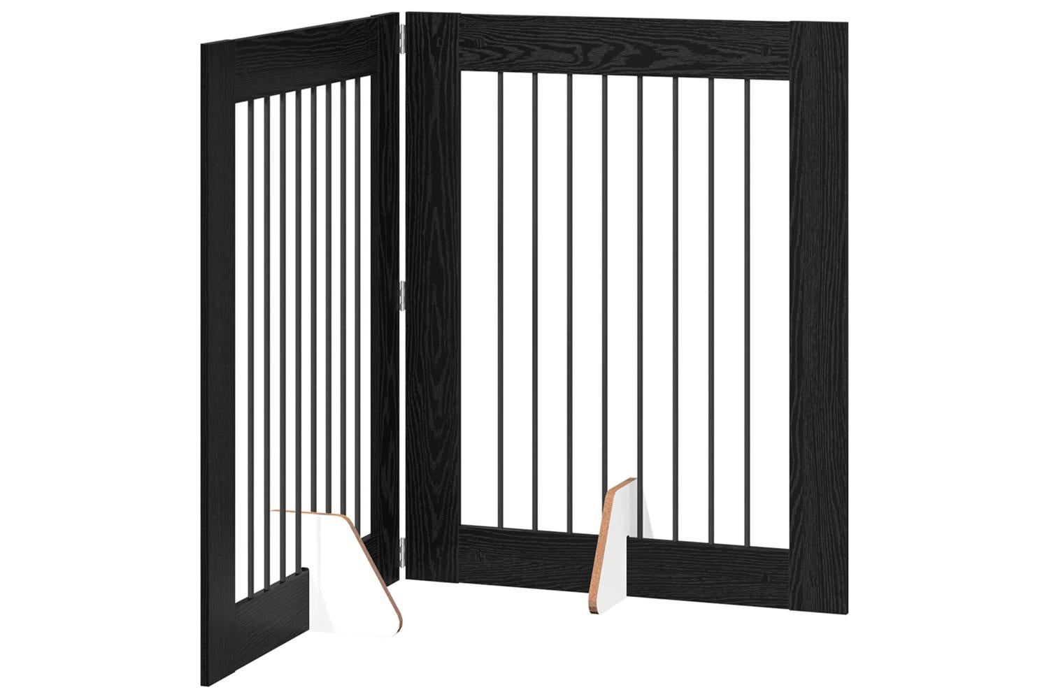 Vidaxl Foldable Dog Gate With Stands 2 Pcs Black Oak 1605 Cm-2