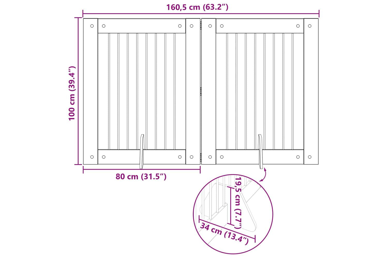 Vidaxl Foldable Dog Gate With Stands 2 Pcs Black Oak 1605 Cm-9
