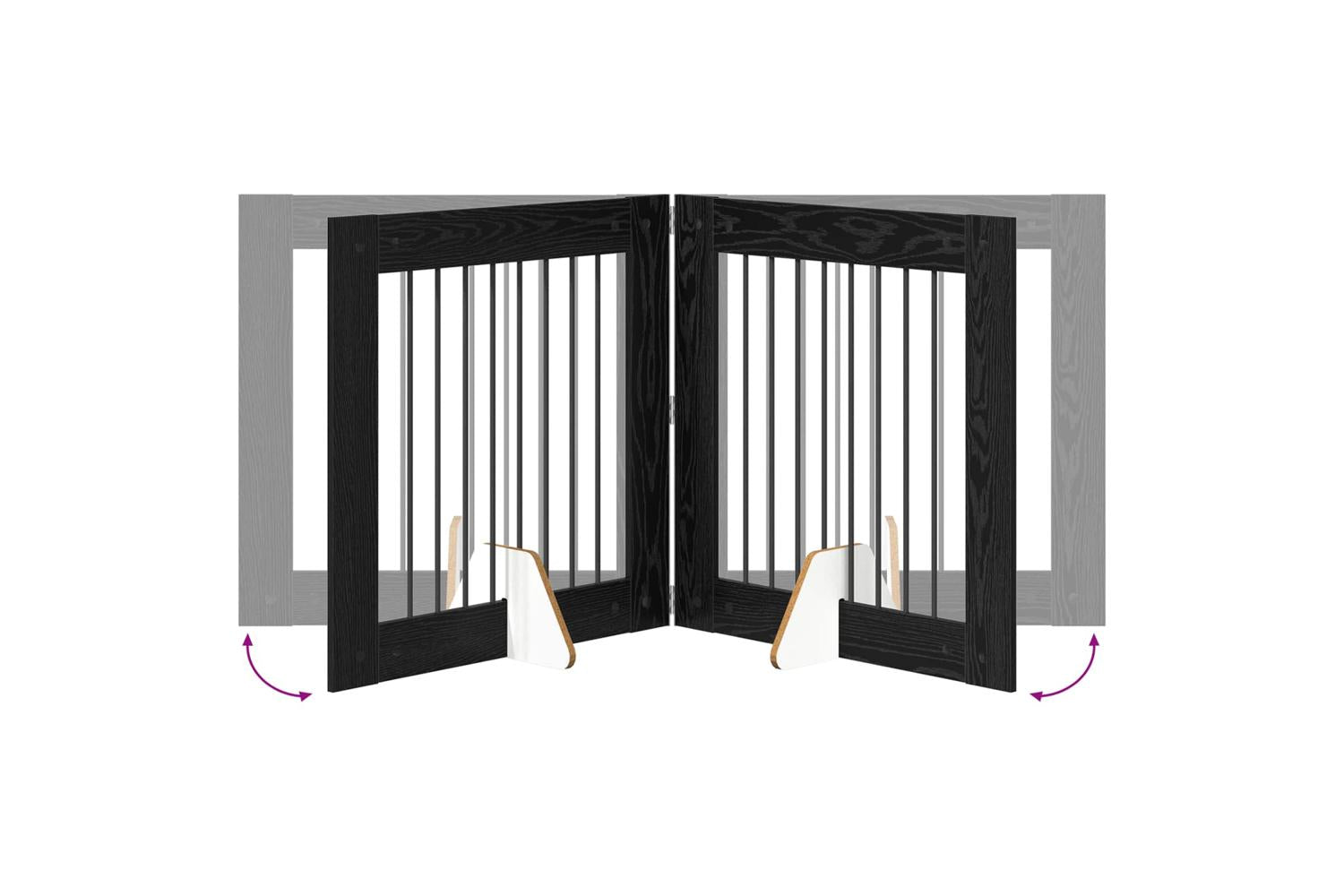 Vidaxl Foldable Dog Gate With Stands 2 Pcs Black Oak 1605 Cm-7