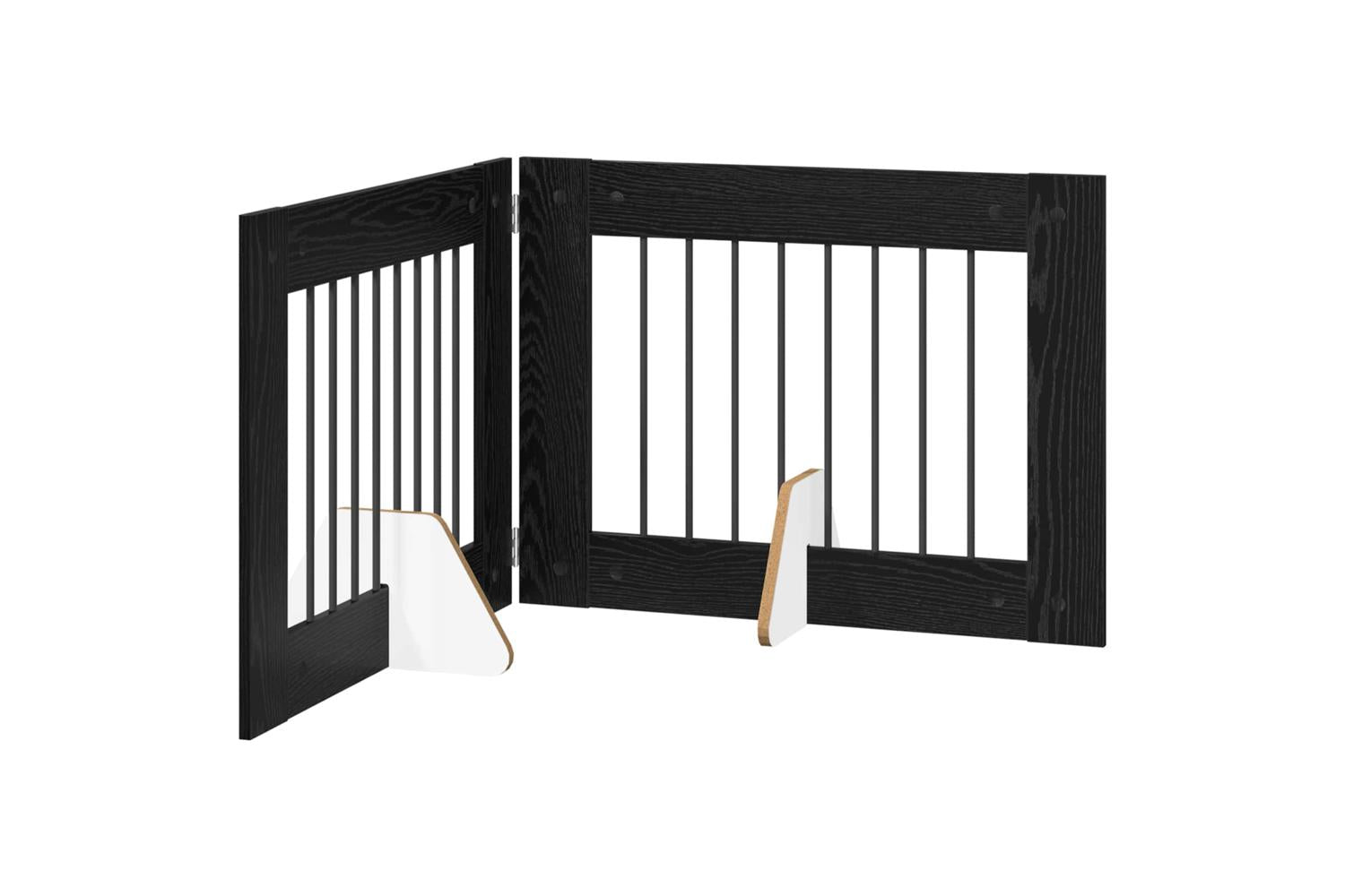 Vidaxl Foldable Dog Gate With Stands 2 Pcs Black Oak 1605 Cm-2