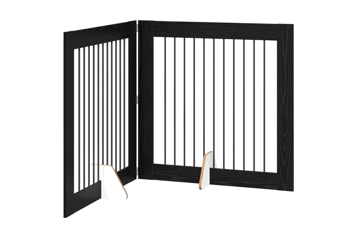 Vidaxl Foldable Dog Gate With Stands 2 Pcs Black Oak 2005 Cm-2