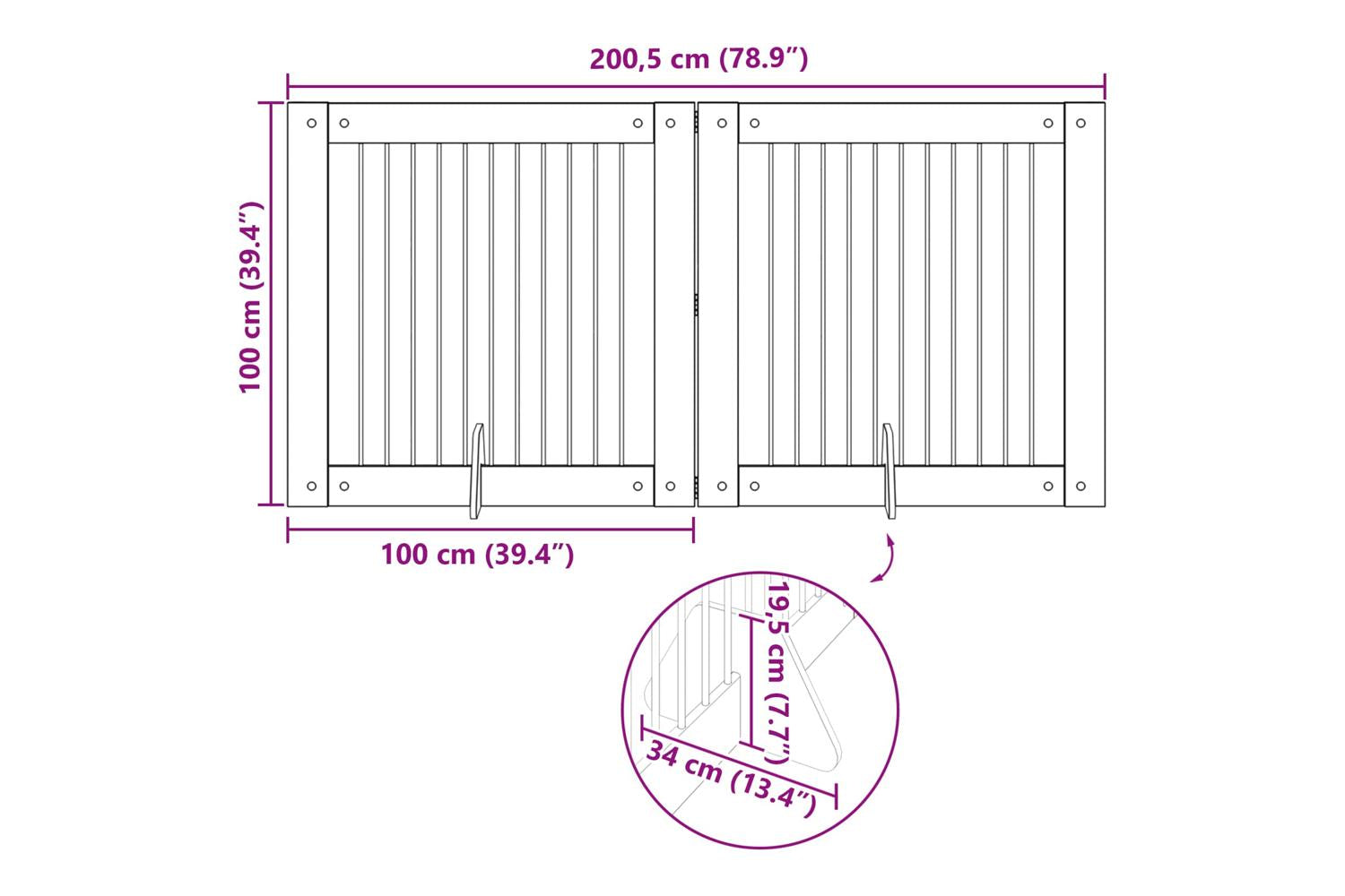 Vidaxl Foldable Dog Gate With Stands 2 Pcs Black Oak 2005 Cm-9