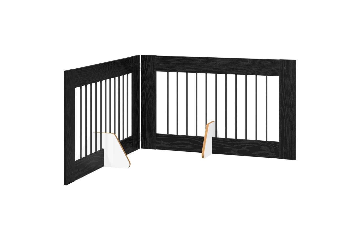 Vidaxl Foldable Dog Gate With Stands 2 Pcs Black Oak 2005 Cm-2