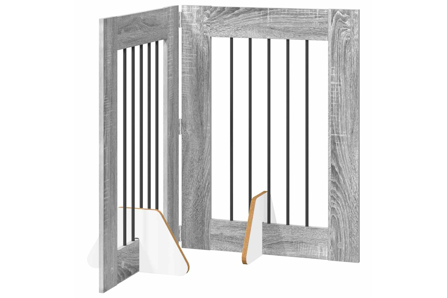 Vidaxl Foldable Dog Gate With Stands 2 Pcs Grey Sonoma 1205 Cm-2