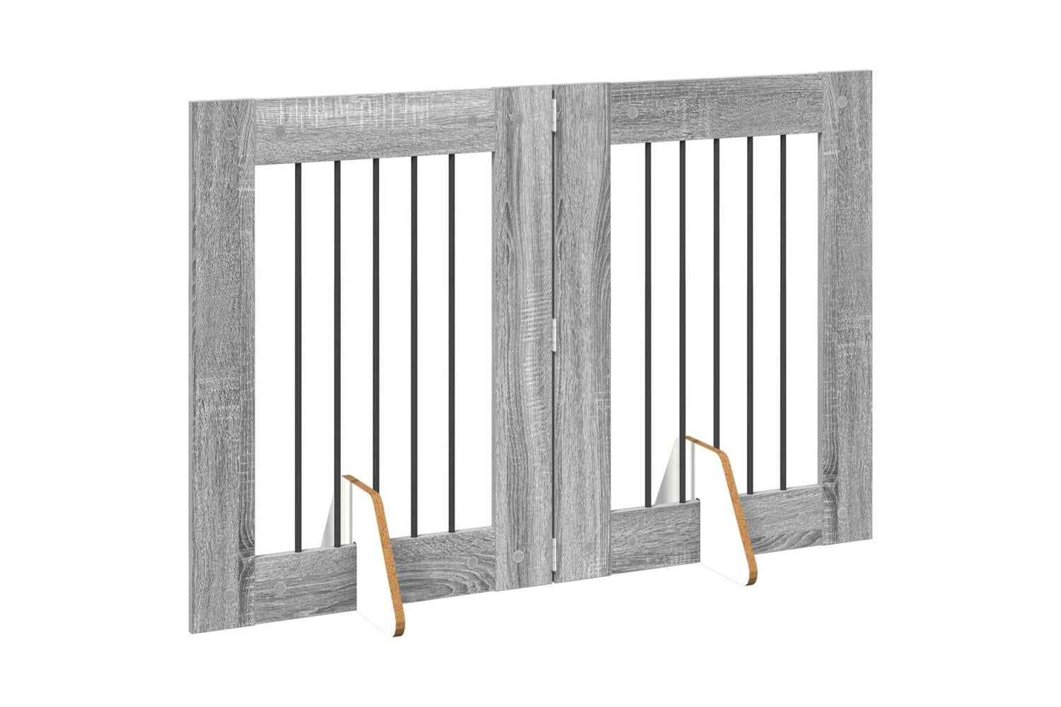 Vidaxl Foldable Dog Gate With Stands 2 Pcs Grey Sonoma 1205 Cm-3