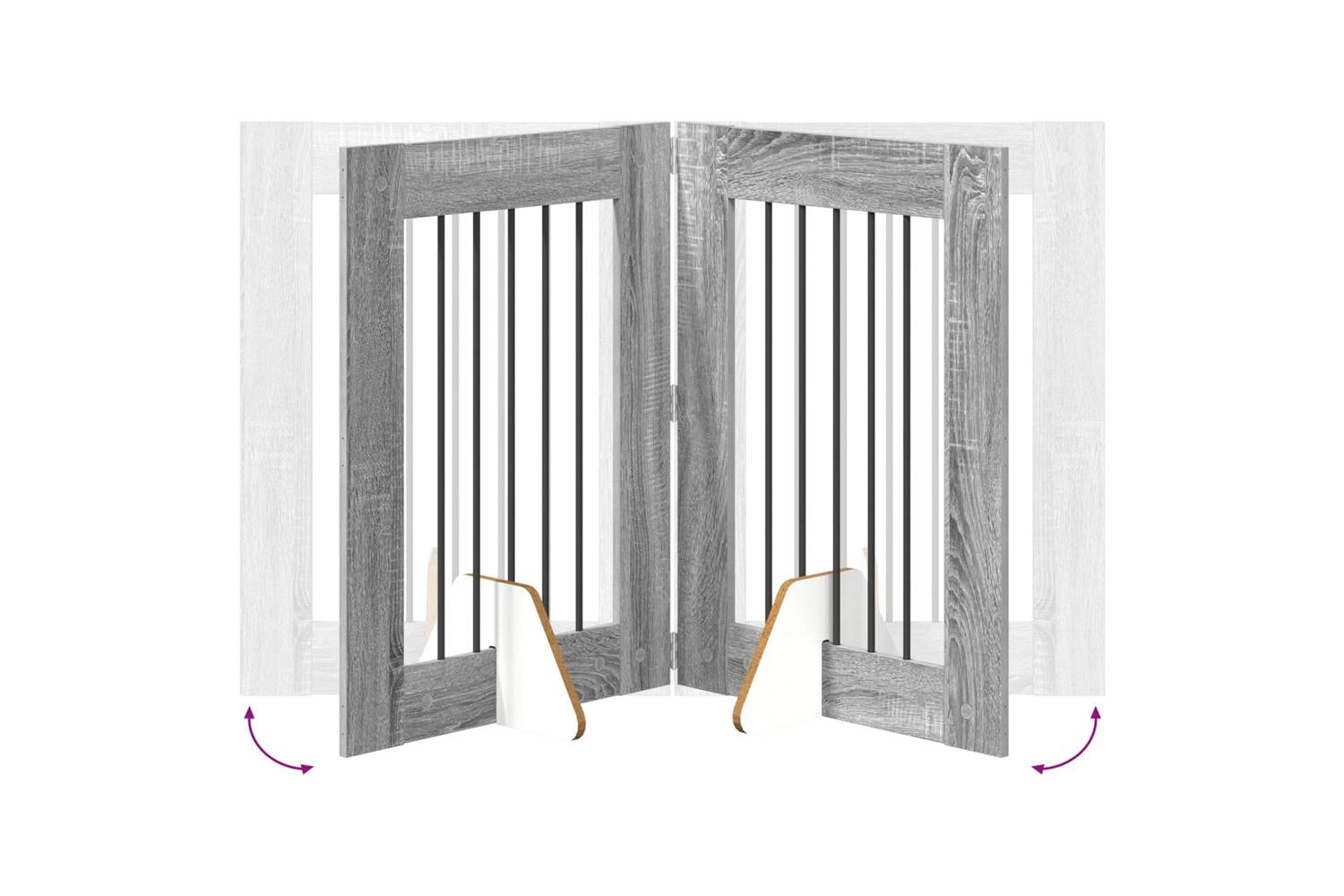 Vidaxl Foldable Dog Gate With Stands 2 Pcs Grey Sonoma 1205 Cm-7
