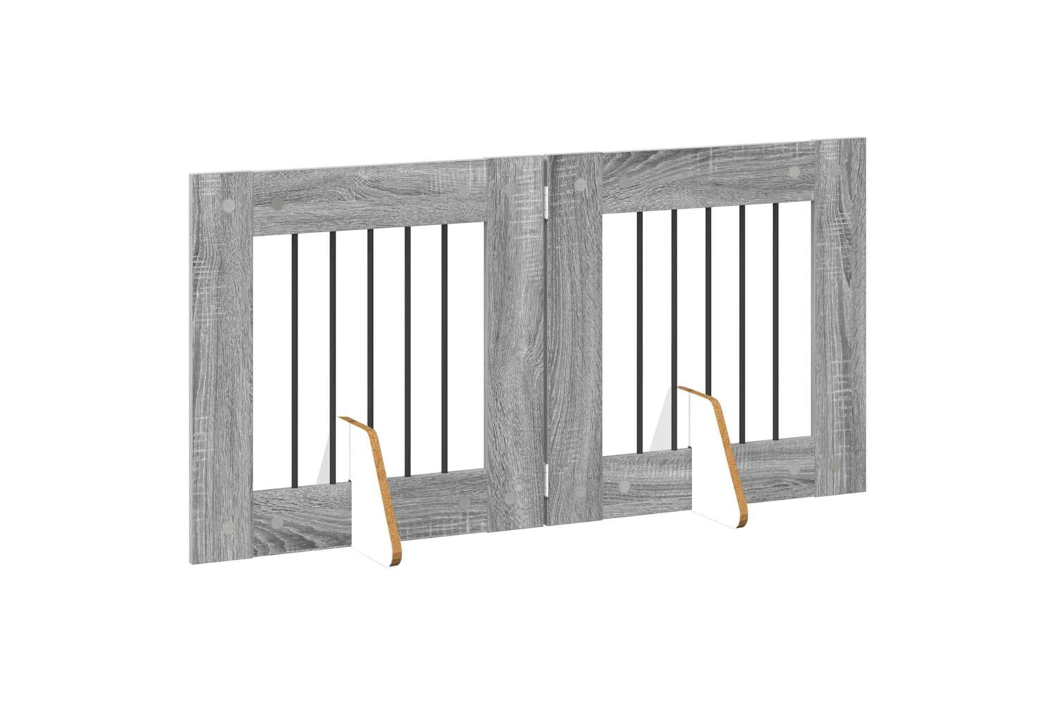 Vidaxl Foldable Dog Gate With Stands 2 Pcs Grey Sonoma 1205 Cm-3