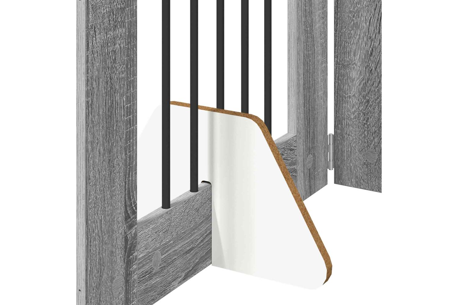 Vidaxl Foldable Dog Gate With Stands 2 Pcs Grey Sonoma 1205 Cm-6