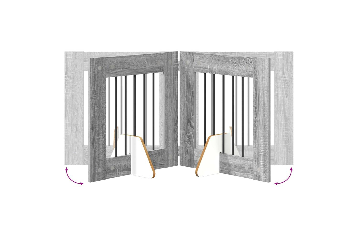 Vidaxl Foldable Dog Gate With Stands 2 Pcs Grey Sonoma 1205 Cm-7