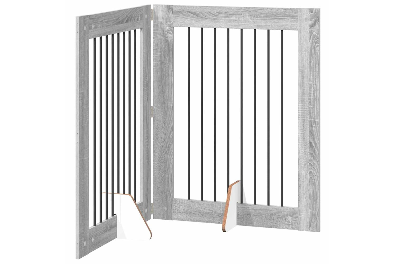 Vidaxl Foldable Dog Gate With Stands 2 Pcs Grey Sonoma 1605 Cm-2