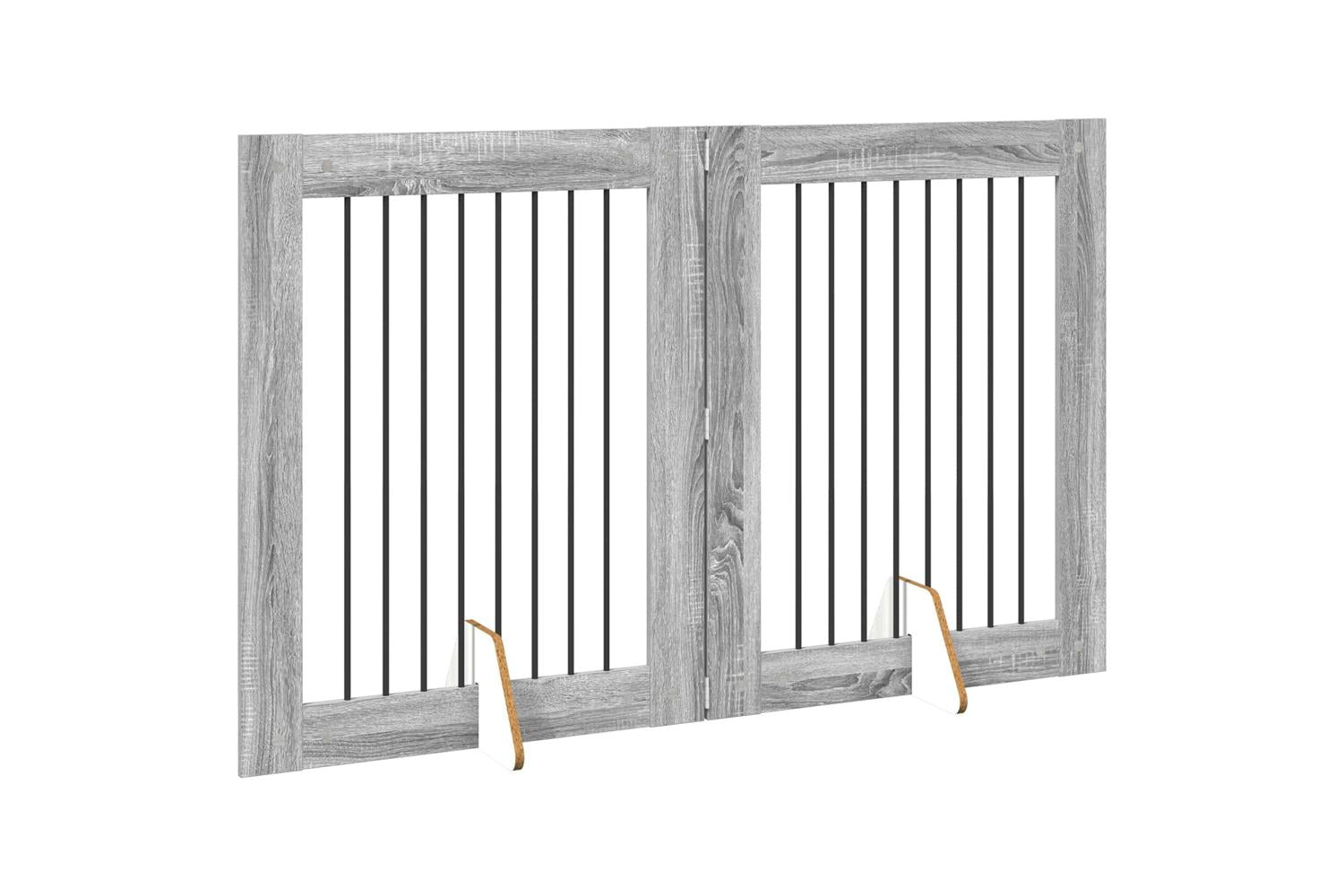 Vidaxl Foldable Dog Gate With Stands 2 Pcs Grey Sonoma 1605 Cm-3