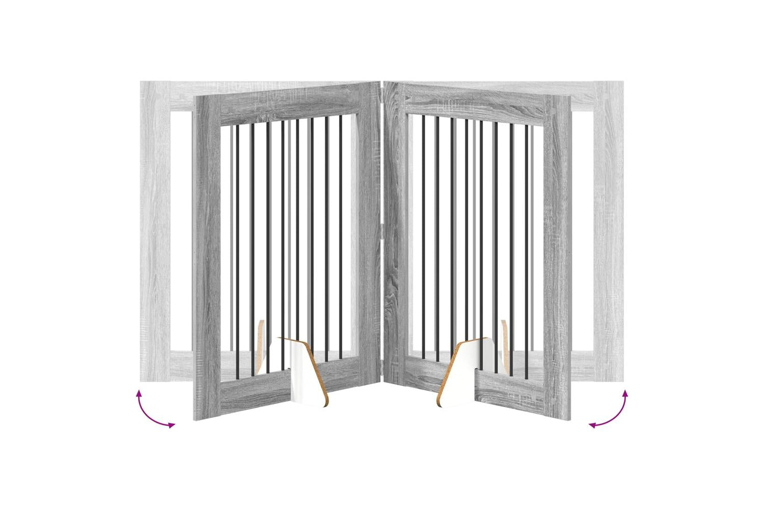 Vidaxl Foldable Dog Gate With Stands 2 Pcs Grey Sonoma 1605 Cm-7