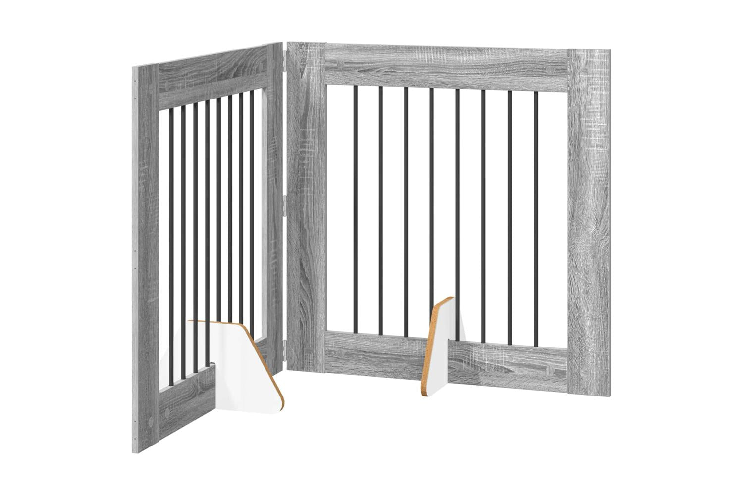 Vidaxl Foldable Dog Gate With Stands 2 Pcs Grey Sonoma 1605 Cm-2