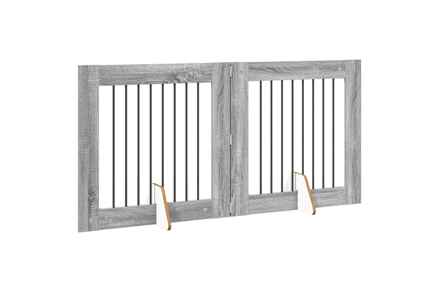 Vidaxl Foldable Dog Gate With Stands 2 Pcs Grey Sonoma 1605 Cm-3