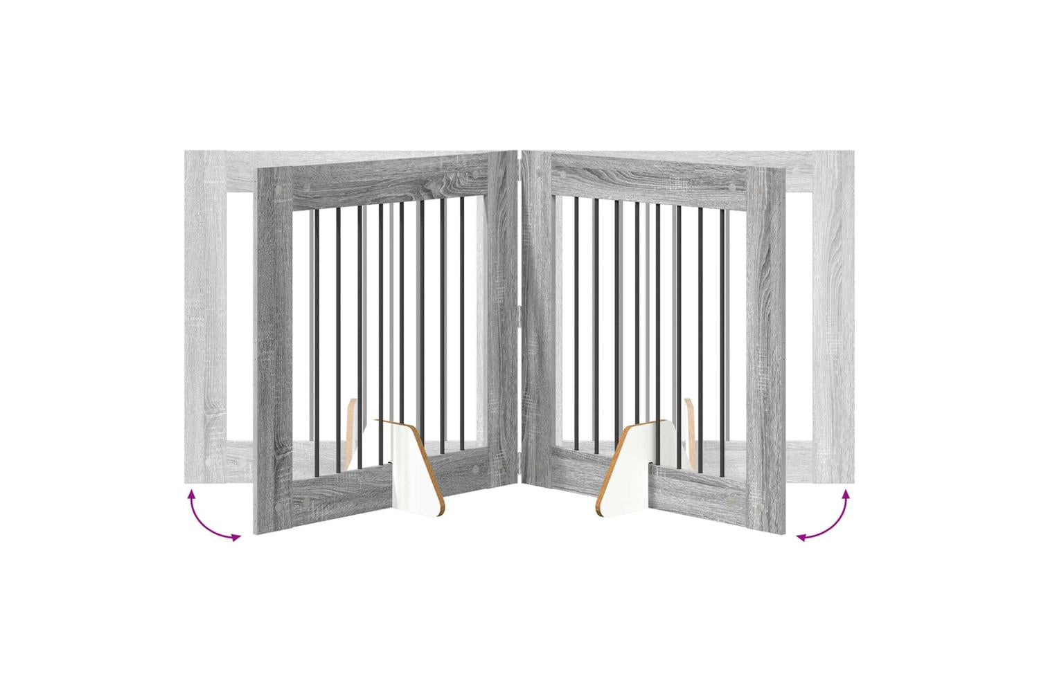 Vidaxl Foldable Dog Gate With Stands 2 Pcs Grey Sonoma 1605 Cm-7